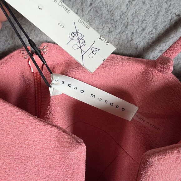 Susana Monaco Mini Dress Small Pink Ponte Pebble Weave Wire Babydoll Barbie NWT - Picture 10 of 14